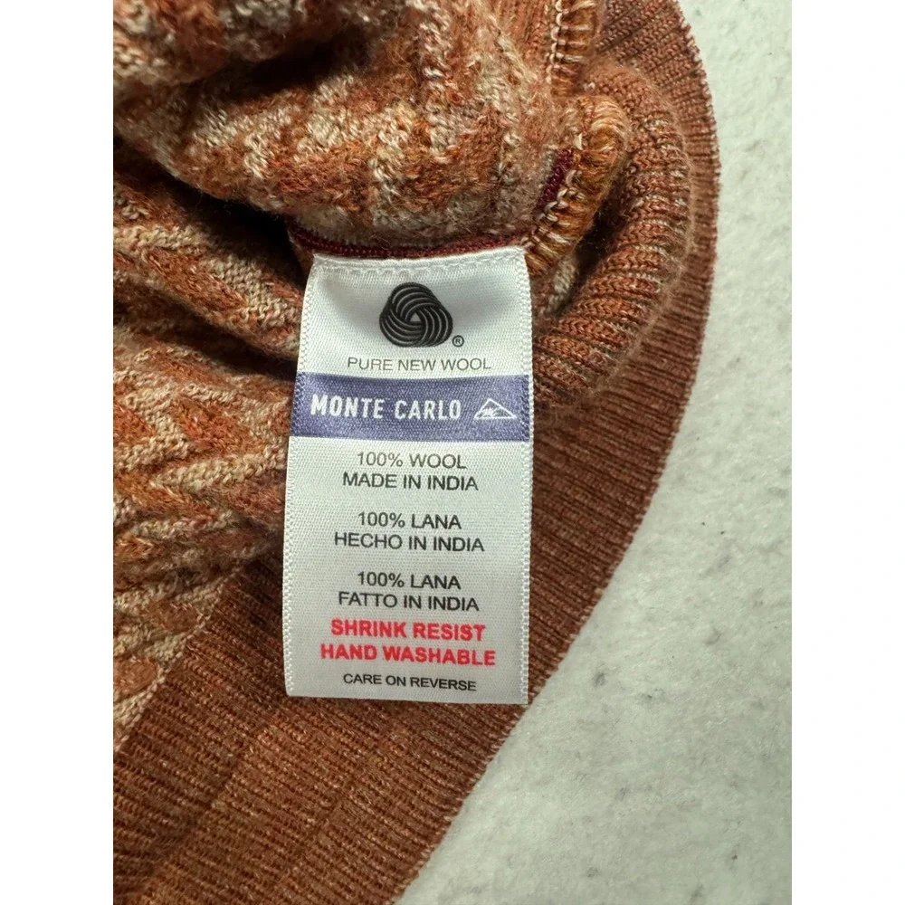 Monte‎ Carlo Collection Sweater Mens 42 Brown Houndstooth Wool Shrink Resist